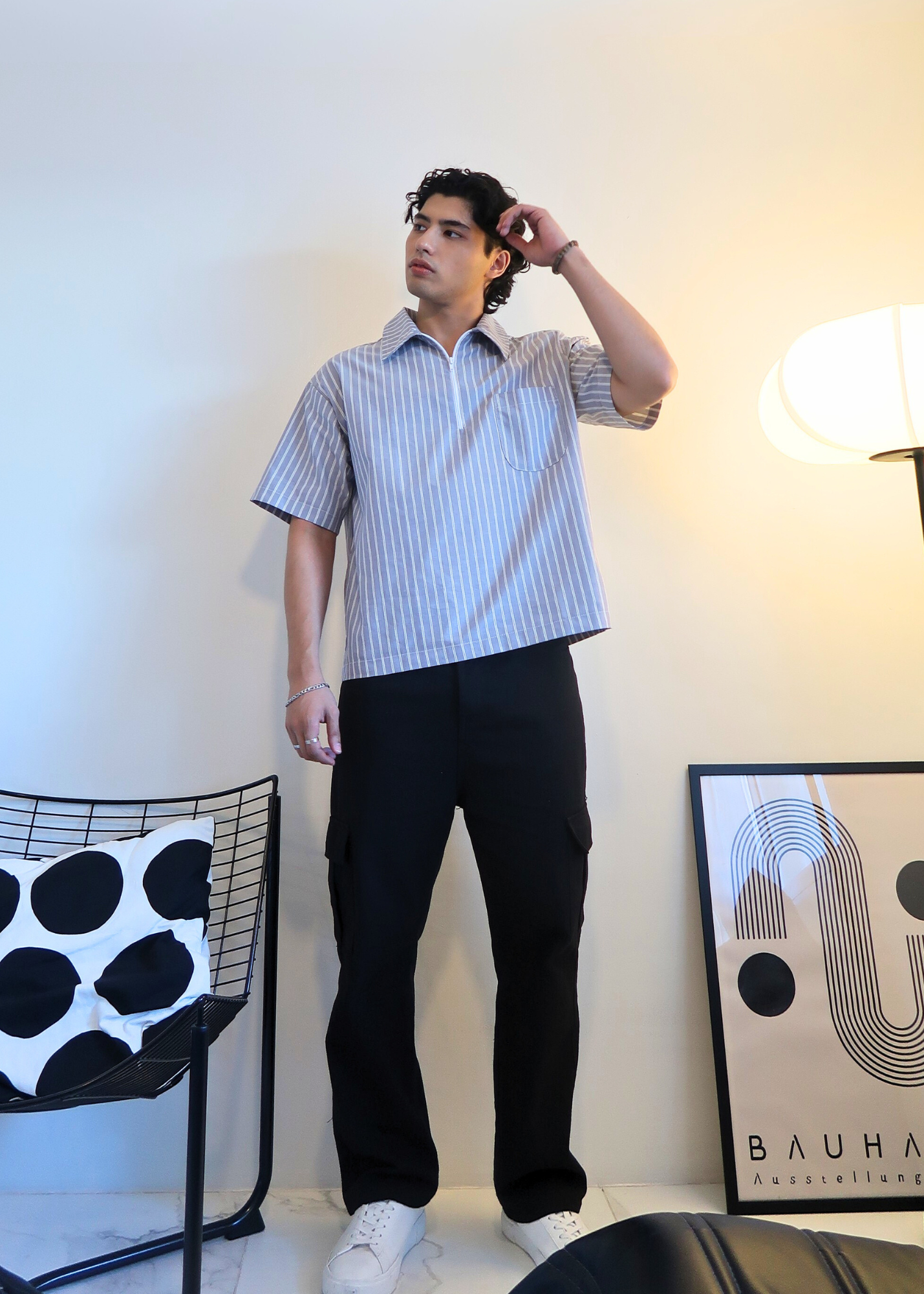 Boxy Crop Half Zip Polo | Windy Stripes