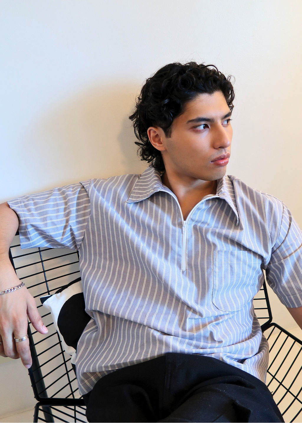 Boxy Crop Half Zip Polo | Windy Stripes