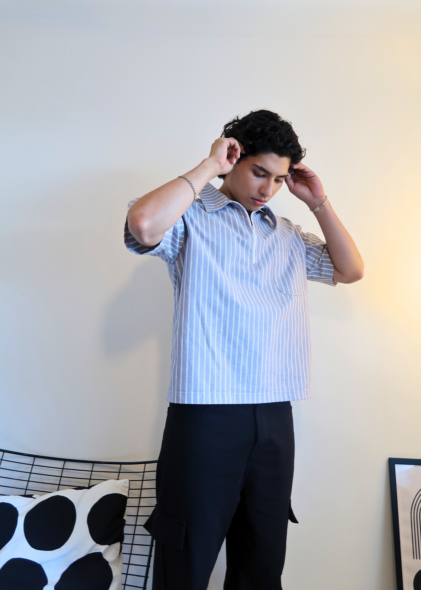 Boxy Crop Half Zip Polo | Windy Stripes