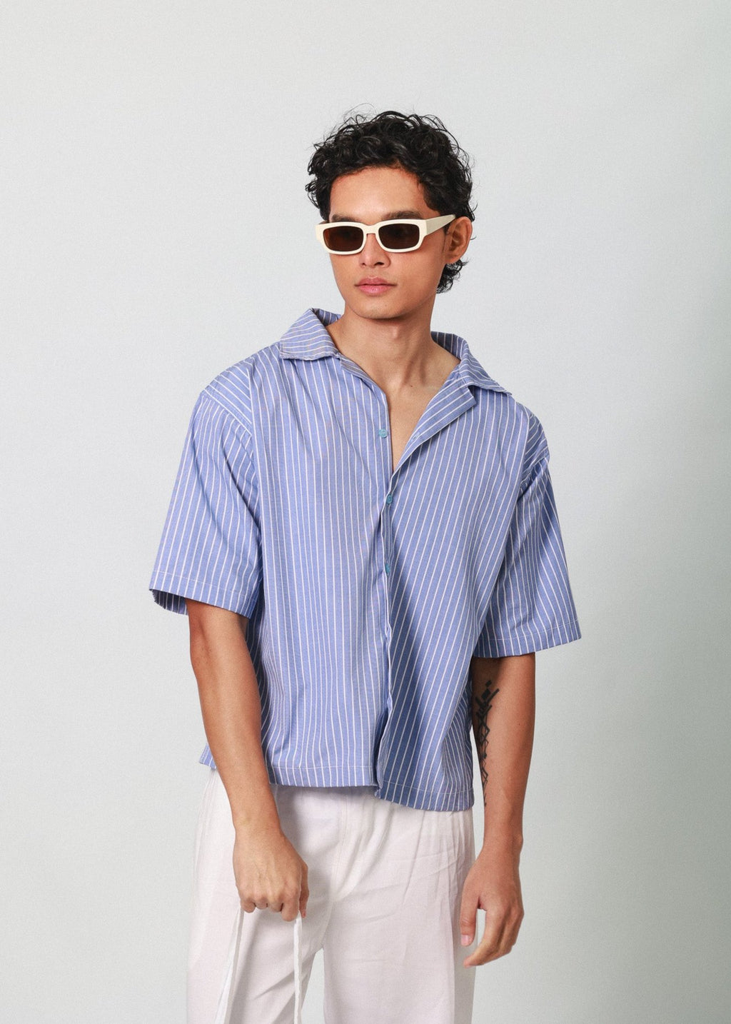 Box Crop Cuban - Cornflo Stripes